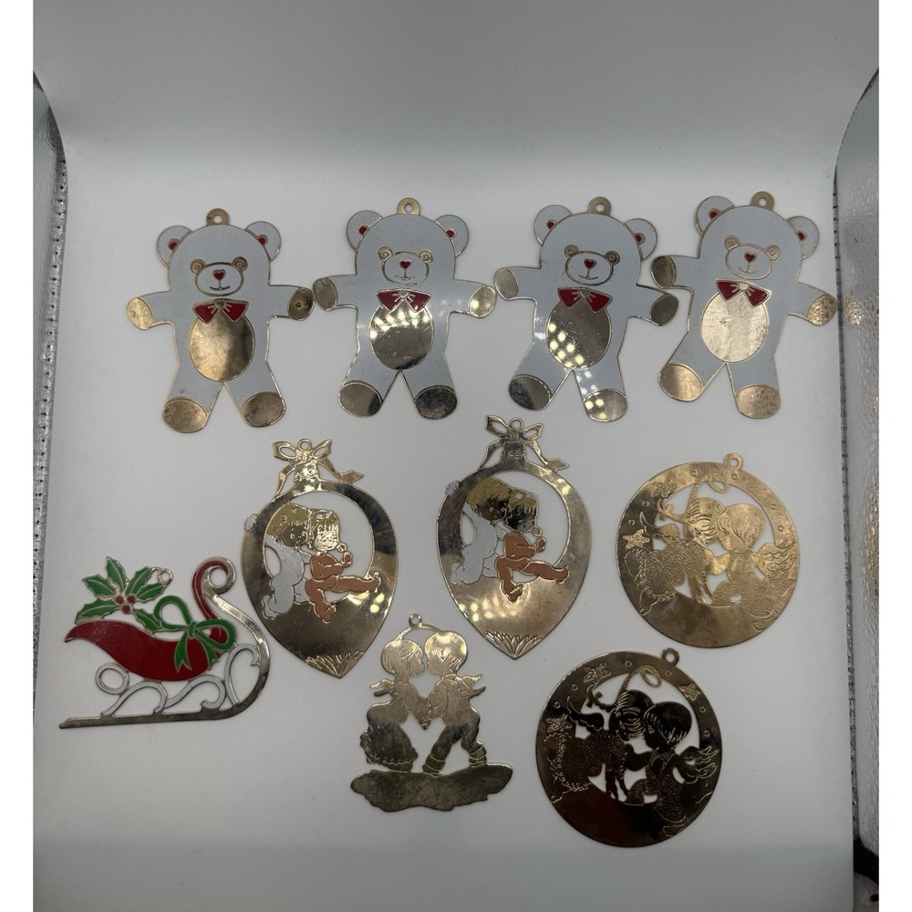 Vintage Gloria Duchin Christmas Ornament Lot Teddy Bears Angels Sleigh